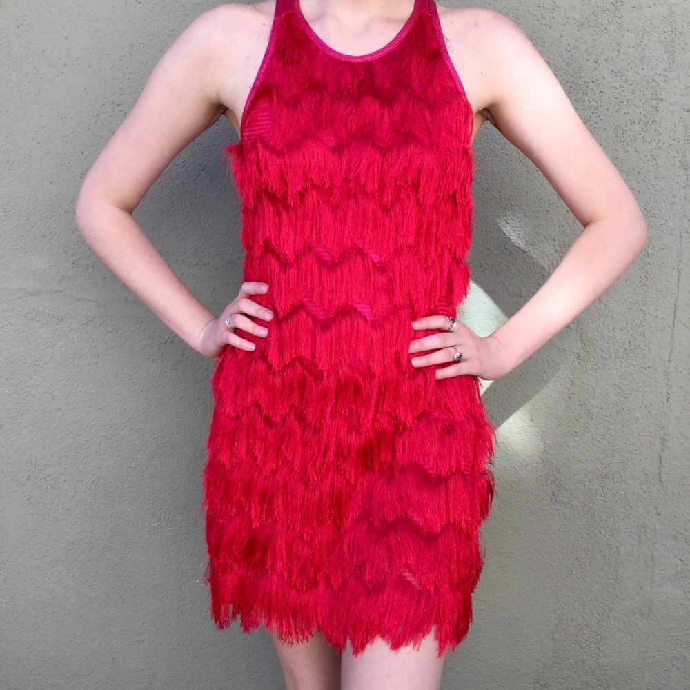 Red Fringe Mini Dress